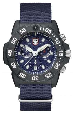 Luminox Navy SEAL Chronograph 3580 Series Men's Watch XS.3583.NDThe US Navy SEALs are the world's premier combat force, with Luminox's Navy SEAL Chronograph 3580 Series reflecting this in every timepiece. Perfectly embodying the SEAL mantra of "the only easy day was yesterday", this Luminox Navy SEAL Chronograph 3580 Series Men's Watch (XS.3583.ND) features a highly robust carbon compound case, a Swiss quartz chronograph movement, and is water resistant to 200m. This means it can stand up to any challenge, whether it's at the gym, on patrol, or everyday use. SKUXS.3583.NDFamilyNavy SEAL ChronographMovementSwiss QuartzDial ColourBlueCase Size45mmCase MaterialCARBONOXCase BackScrew on casebackCrownDouble-security gasketGlassHardened mineral crystalBezelUni-directional rotatingStrap TypeCanvas strapStrap MaterialBlue webbingBezel LLTOrangeLLT on Dial 12HOrangeLLT on Dial 1-1 1HGreenLLT on Hour HandGreenLLT on Minute HandOrangeLLT on Second HandGreenIlluminationNight Vision Tubes (25 Years)Guarantee2-Year Manufacturer’sWater Resistency200m