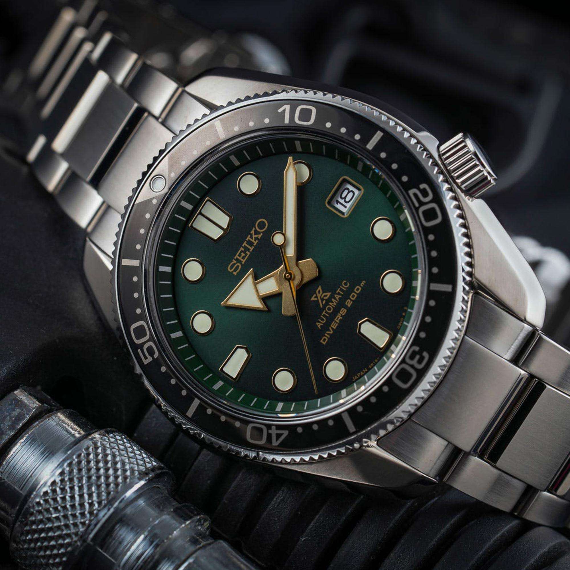 Seiko Prospex Special Edition 1968 Recreation 'Dark Green Sunset' Automatic  Green Dial Silver Stainless Steel Mens Watch SPB105J1 - WatchNation