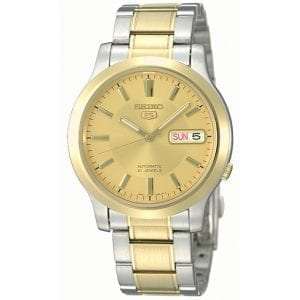 Seiko 5 Automatic Gold Dial Two Tone Silver Gold Stainless Steel Men's Watch SNK792K1