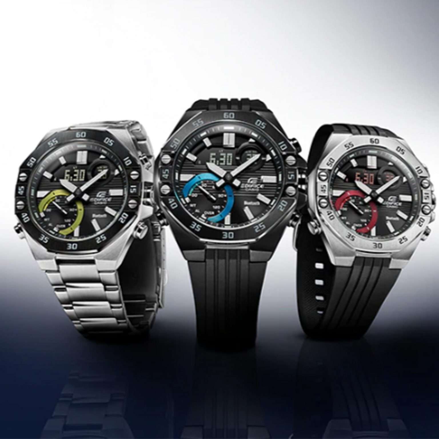 Casio Edifice Quartz Black Silver Steel Bluetooth Watch ECB-10DB-1AEF