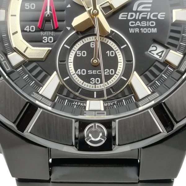Casio Edifice Quartz Black Dial IP Plated Steel Oyster Bracelet Chronograph Men's Watch EFR-569DC-1AVUEF RRP £350