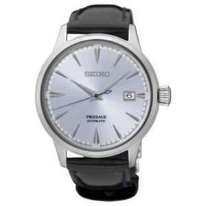 Seiko Presage Cocktail Automatic Blue Dial Leather Strap Mens Watch SRPB43J1 40.5mm