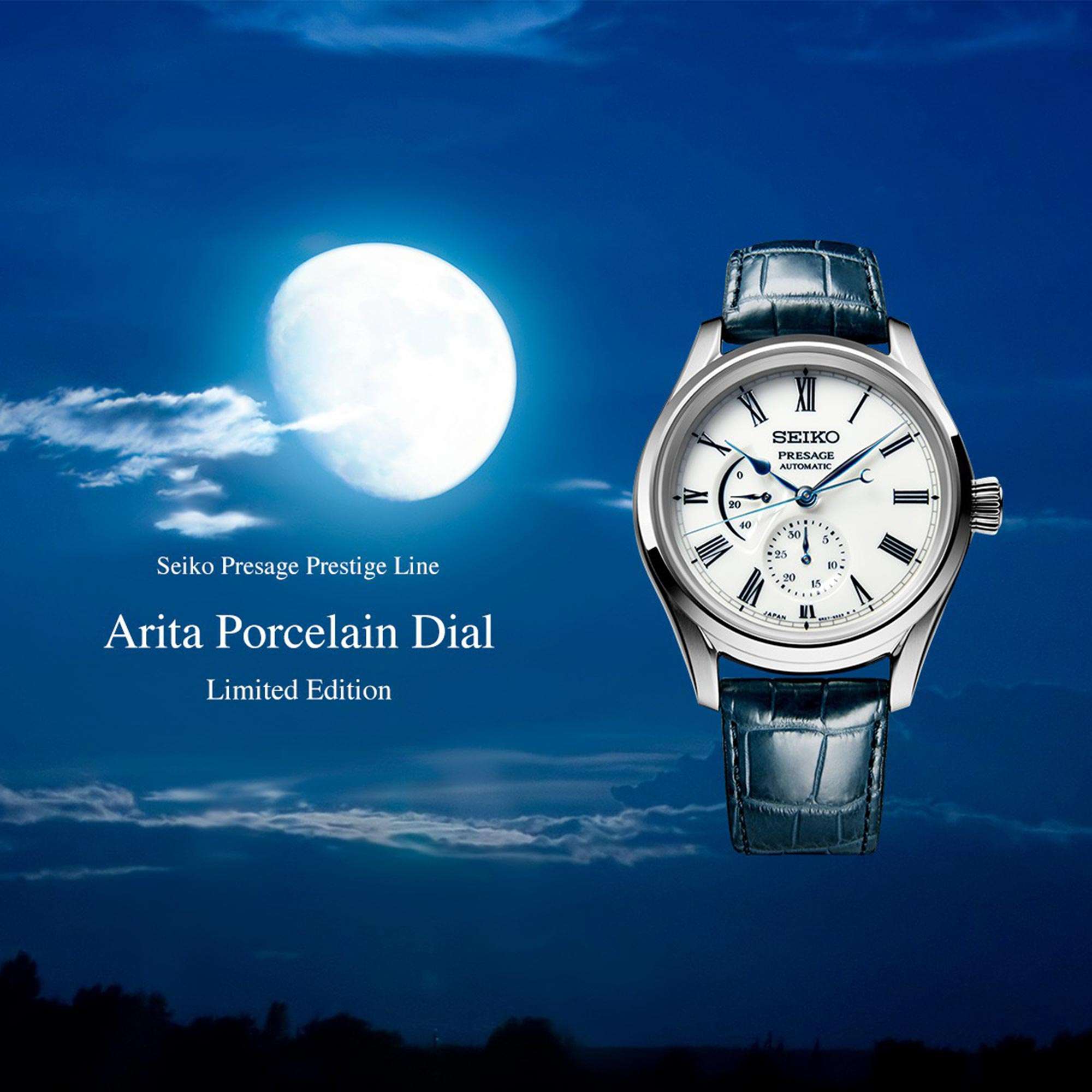 Seiko Presage Automatic Porcelain Dial Blue Leather Watch SPB171J1