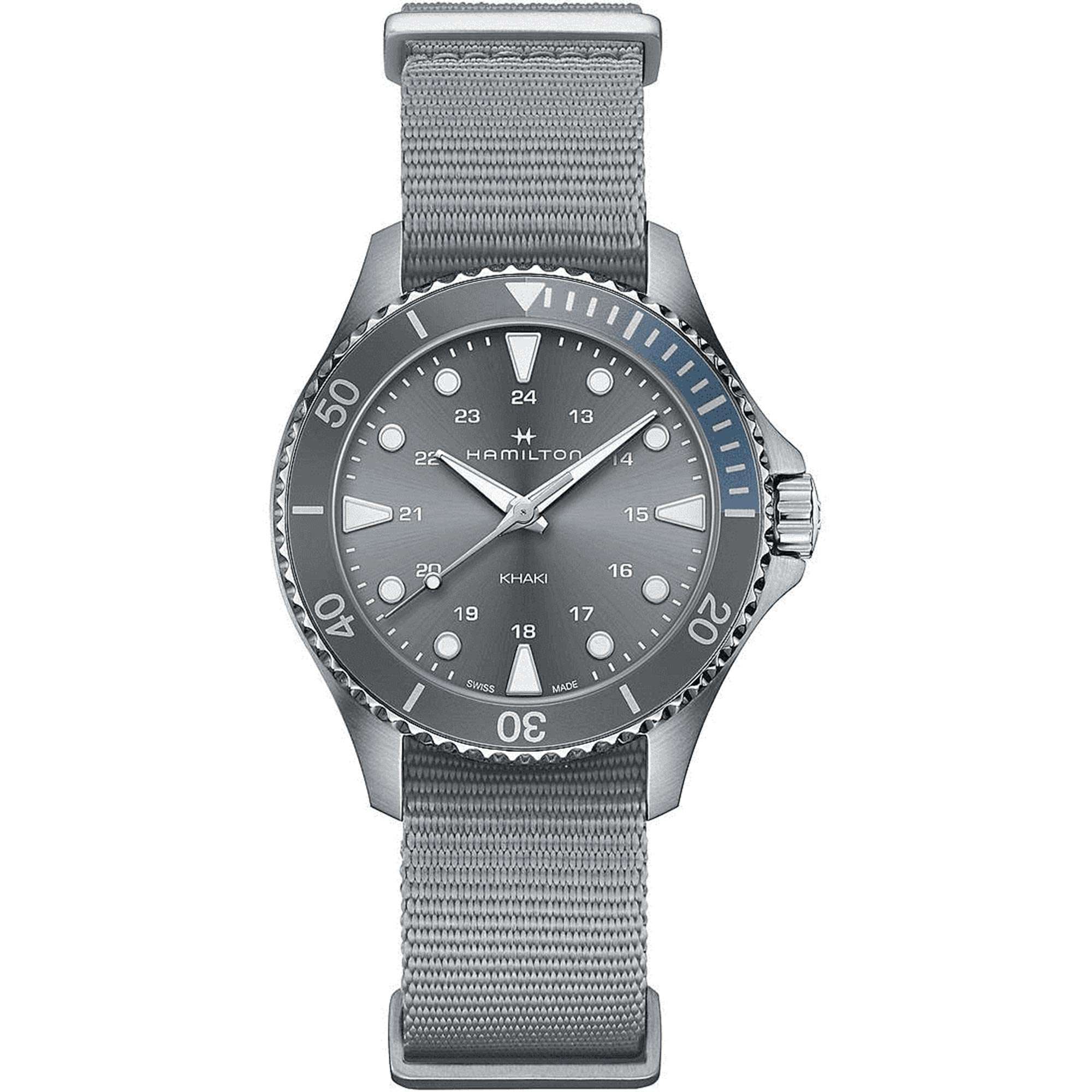 Hamilton Khaki Navy Scuba Quartz Grey Dial NATO Strap Watch H82211981