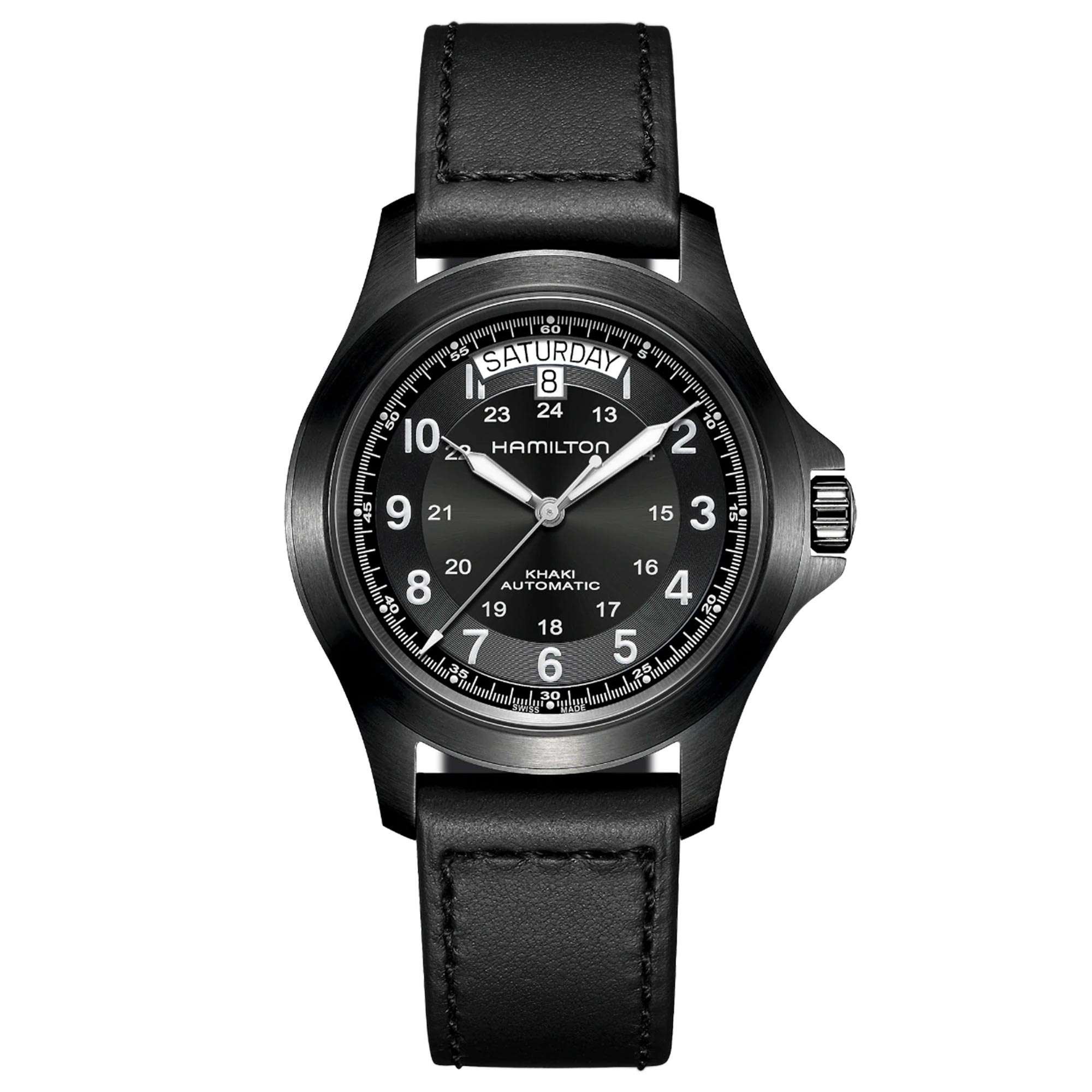 Hamilton Khaki Field King Automatic Black Dial Leather Men's Watch H64465733