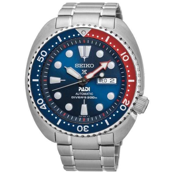 Seiko Special Edition Prospex PADI 'Turtle' Automatic Blue Dial Silver Stainless Steel Men's Watch SRPE99K1