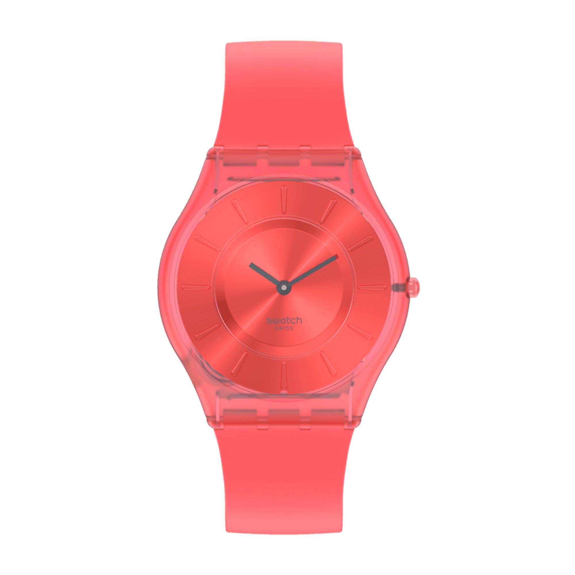 Swatch Skin Sweet Coral Quartz Movement Red Dial Silicone Strap Watch SS08R100