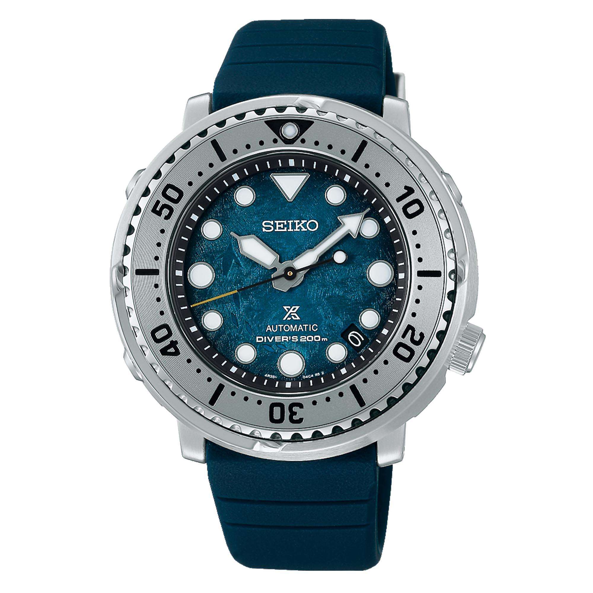 Seiko Prospex Antarctica Tuna ?Save The Ocean? Blue Dial Navy Blue Silicone  Strap Men?s Watch SRPH77K1 - WatchNation
