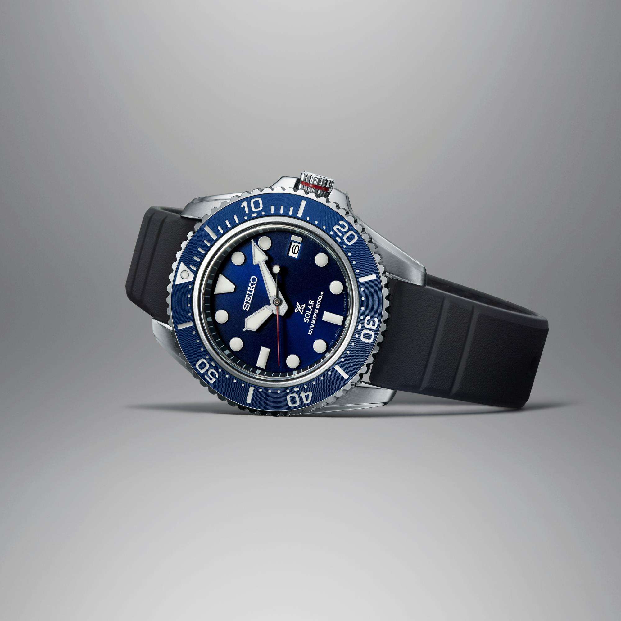 Seiko Prospex Compact Solar Diver Blue Dial Rubber Strap Men?s Watch  SNE593P1 - WatchNation