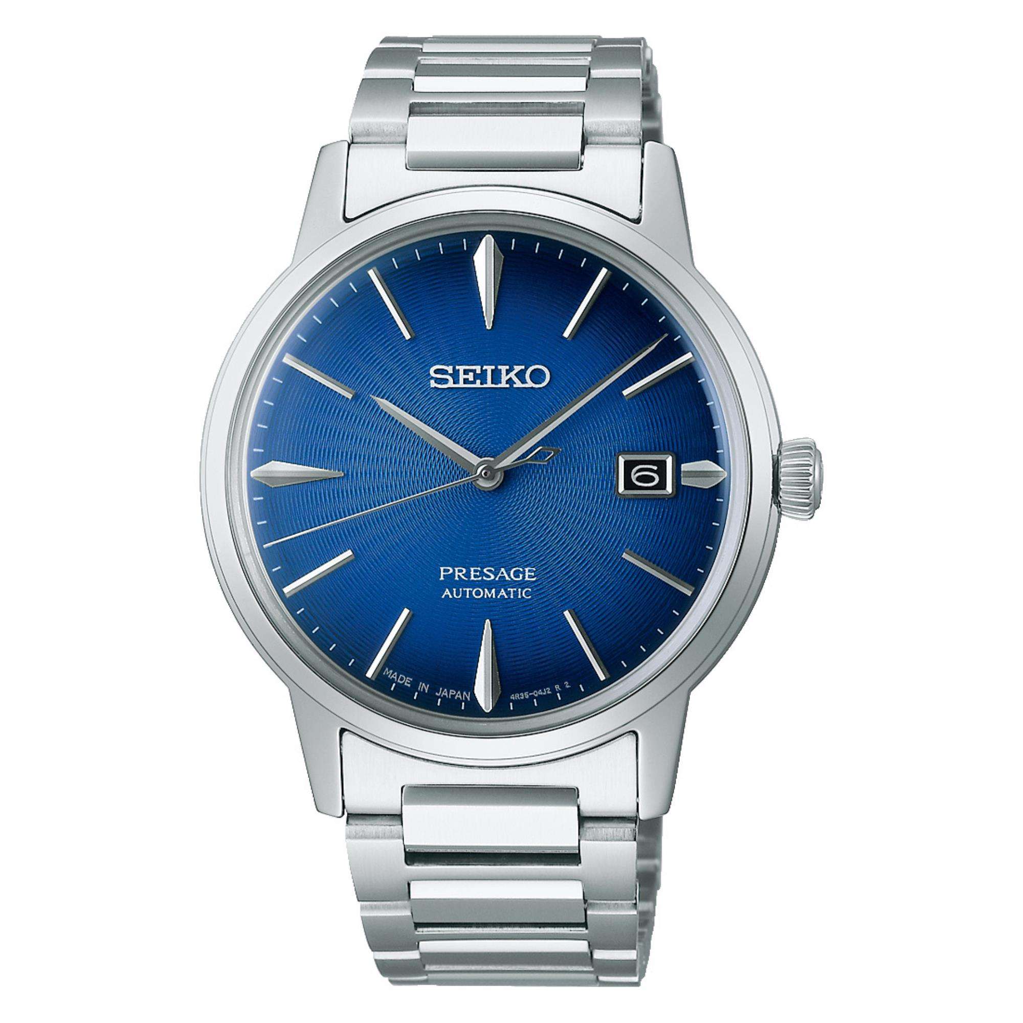Seiko Presage Cocktail Time Automatic Blue Dial Stainless Steel Bracelet  Men's Watch SRPJ13J1 - WatchNation