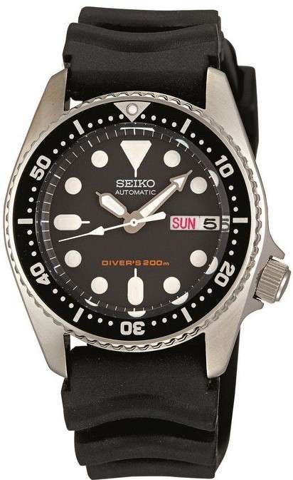 Seiko Diver's Watch SKX013K1 200m Stainless Steel Black Rubber Men's