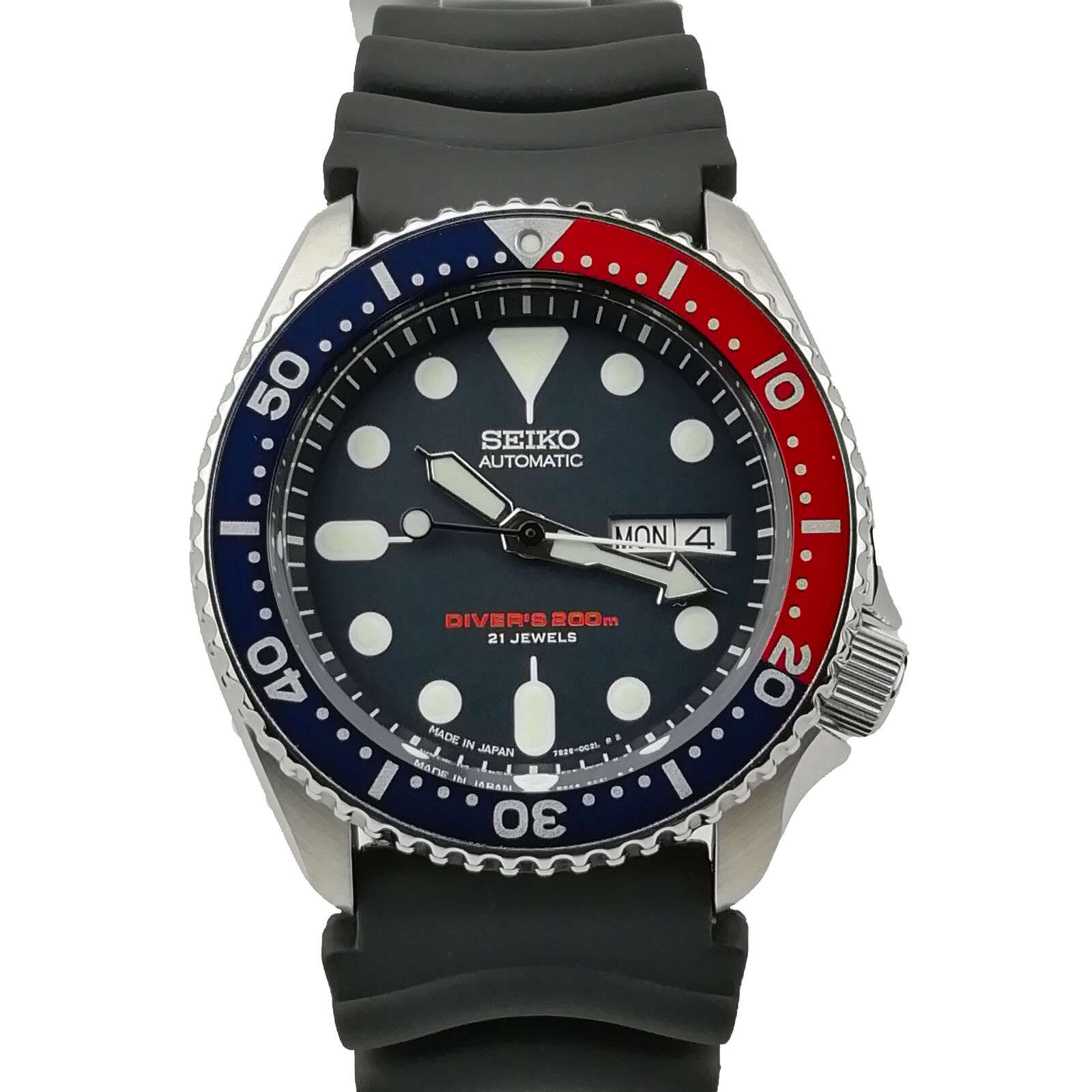 Seiko Diver's Pepsi Automatic 200m Black Rubber Strap Mens Watch SKX009J1 -  WatchNation