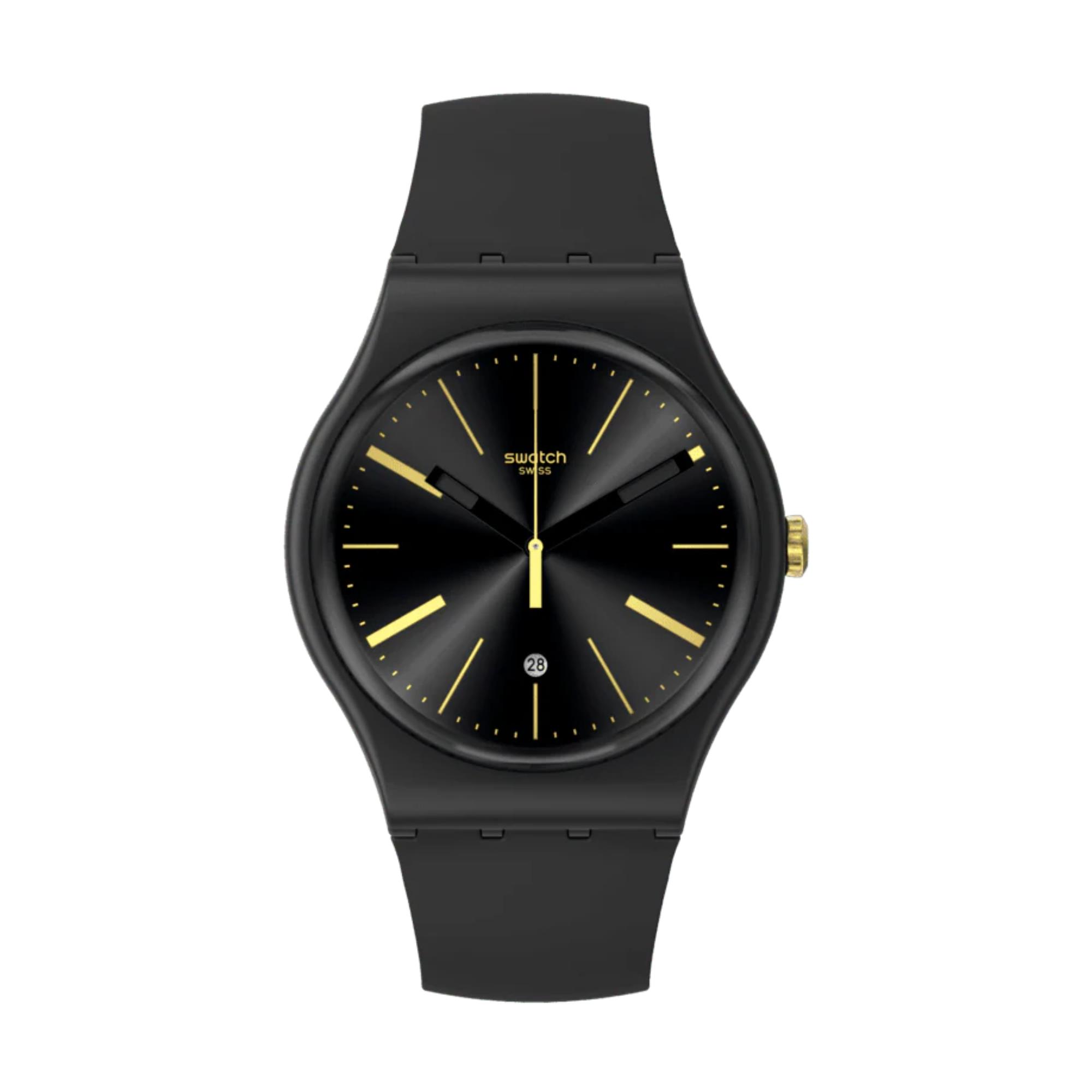 Swatch Holiday Collection A Dash Of Yellow Black Dial Black Silicone ...