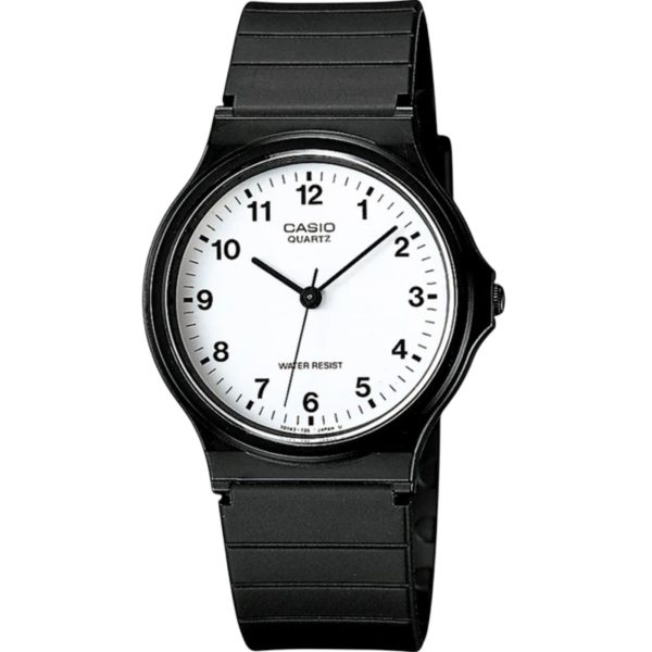 Casio Collection Quartz White Dial Black Resin Strap Unisex Watch MQ-24-7BLL